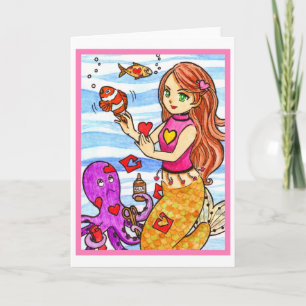 Valentine mermaid feiertagskarte