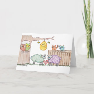 Valentine Message from animals Feiertagskarte