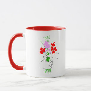 Valentine mit Bouquet aus Blume aus Herz Tasse
