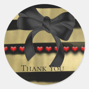 Valentine Modern Black Bow Gold Paint Gastgeschenk Runder Aufkleber