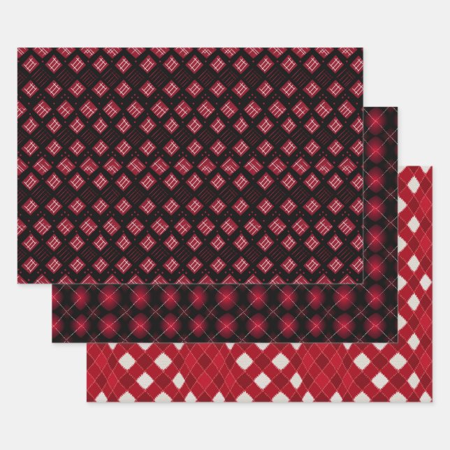 Valentine Modern Raute Muster Set Nr. 1 Geschenkpapier Set (Set)