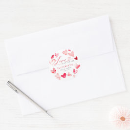 Valentine Modern Whimsical Hearts Bridal Shower Runder Aufkleber