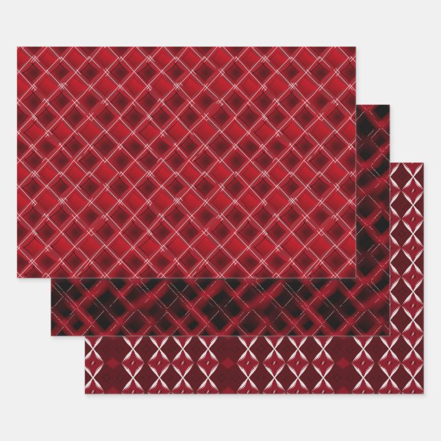 Valentine Moderne Raute Muster Set Nr. 3 Geschenkpapier Set (Set)