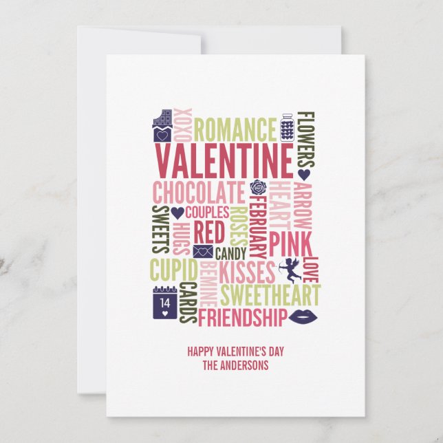 Valentine Mots Carte Saint Valentin (Devant)