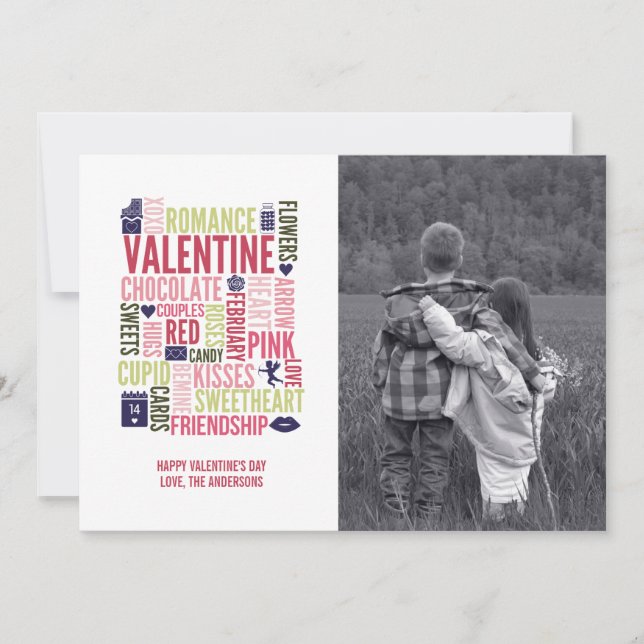 Valentine Mots Saint Valentin Carte photo (Devant)