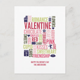 Valentine Mots Valentine's Day Carte postale