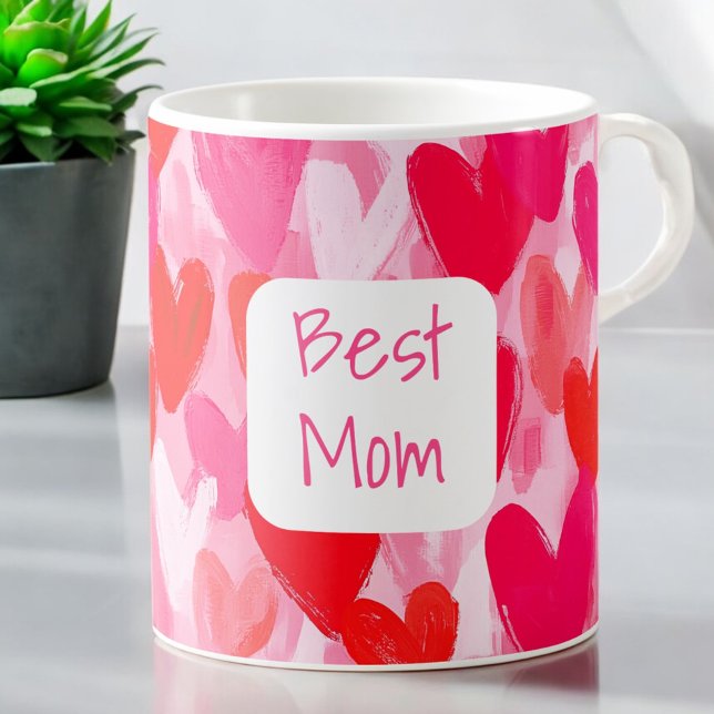Valentine Multi Hearts Muster Pink Beste Mama Lieb Kaffeetasse (Von Creator hochgeladen)