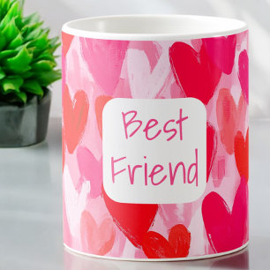 Valentine Multi Hearts Muster Pink Bester Freund Kaffeetasse