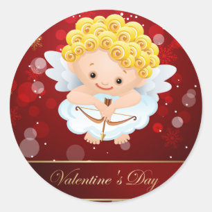 Valentine Niedlich Cupid Runder Aufkleber