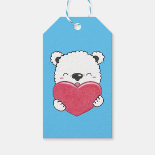 Valentine Niedlich Polar Bär Cartoon Herzgeschenk  Geschenkanhänger