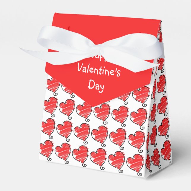 Valentine niedlich Red and White Hearts Geschenkschachtel (Vorderseite)