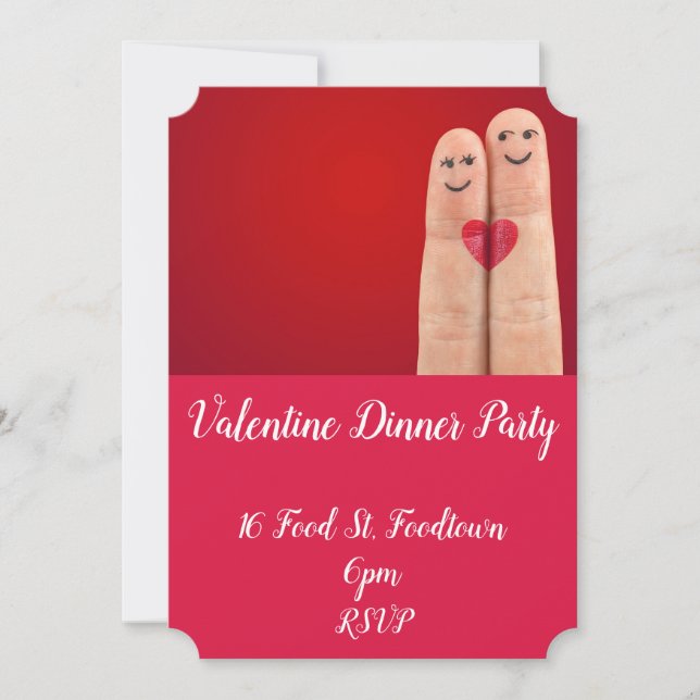 Valentine niedliche Herzen whimsical Abendessen Pa Einladung (Vorderseite)
