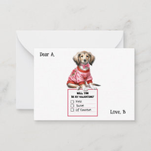 Valentine Note für individuell anpassbare Dackel Mitteilungskarte