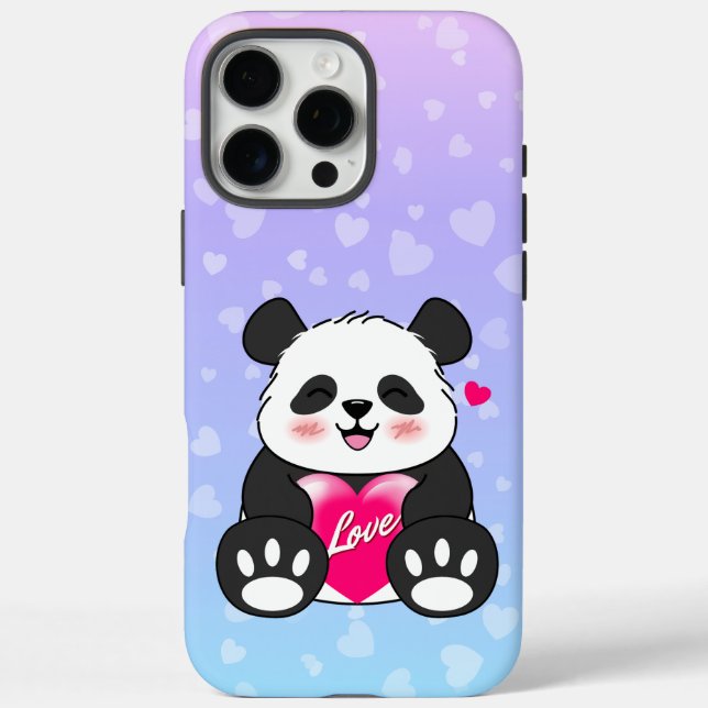 Valentine Panda in Liebe Bubblegum iPhone 16 Pro Max Hülle (Rückseite)