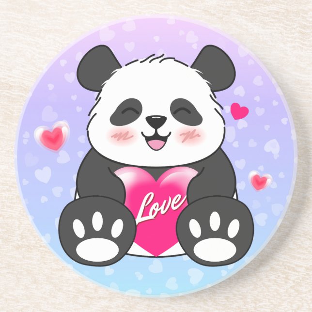 Valentine Panda in Liebe Getränkeuntersetzer (Vorne)