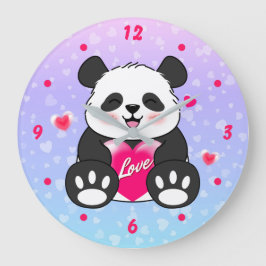 Valentine Panda in Liebe Große Wanduhr