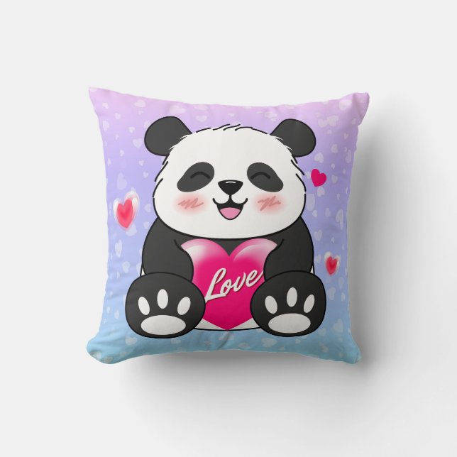 Valentine Panda in Liebe Kissen (Vorderseite)