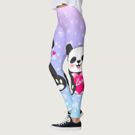 Valentine Panda in Liebe Leggings