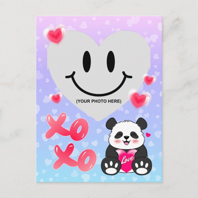 Valentine Panda in Liebe Postkarte (Vorderseite)