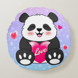 Valentine Panda in Liebe Rundes Kissen