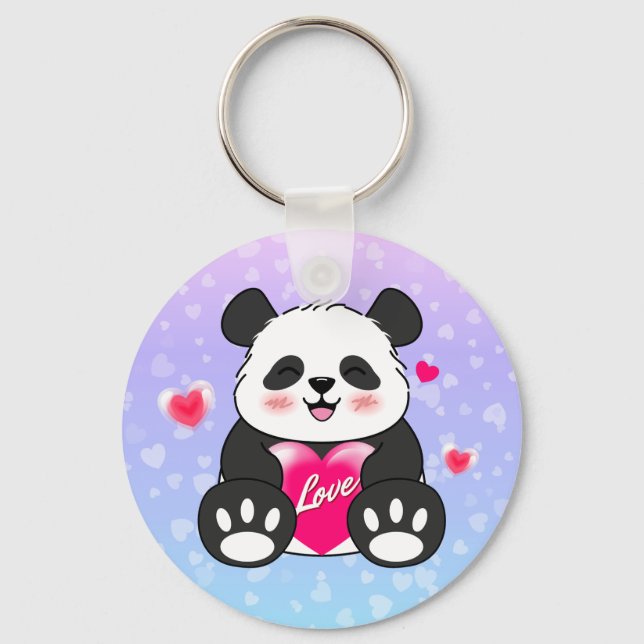 Valentine Panda in Liebe Schlüsselanhänger (Vorderseite)