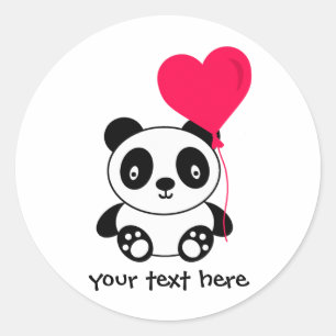 Valentine Panda Runder Aufkleber