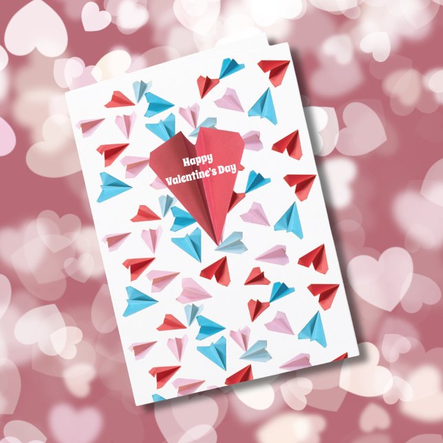 Valentine Paper Airplane farbenfrohe Foto Feiertagskarte (Von Creator hochgeladen)