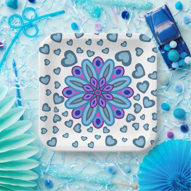 VALENTINE PAPIERPLATTE MIT BLUME HARTEN PAPPTELLER (Party)