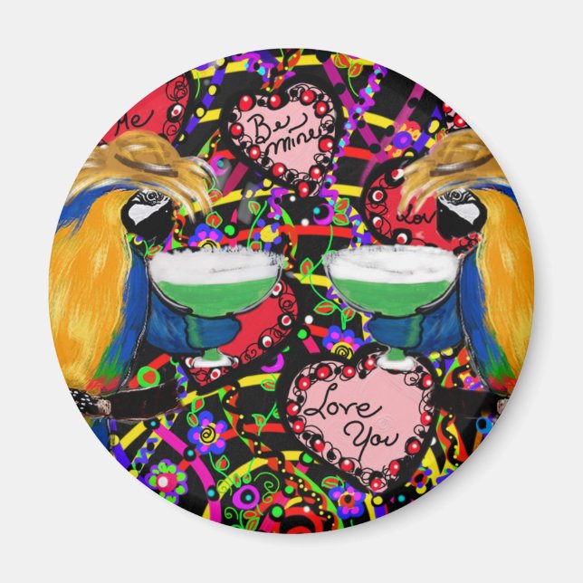 Valentine Parrots Magnet (Vorne)