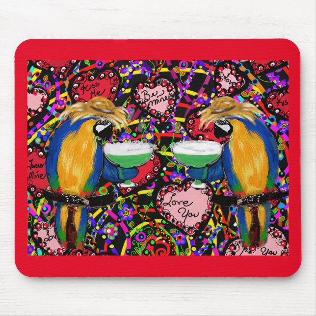 Valentine Parrots Mousepad (Vorne)