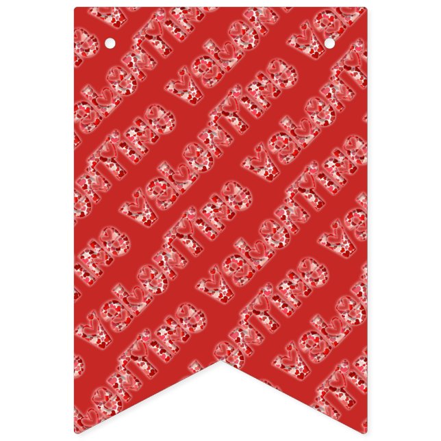 Valentine Party Romantic Hearts Typografie Red Wimpelkette (Erste Fahne)