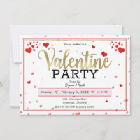 Valentine Party Valentine's Day Hearts Red Gold