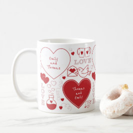 Valentine Pattern Tasse - Rot auf Weiß