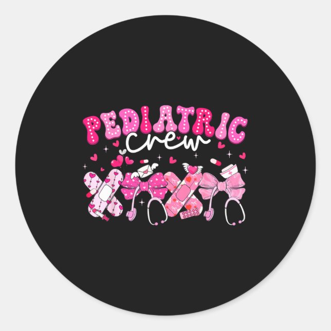 Valentine Pediatric Crew Xoxo Nurse Coquette Bow P Runder Aufkleber (Vorderseite)