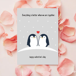 Valentine Penguin Card Cute Romantic Gift For Two Feiertagskarte