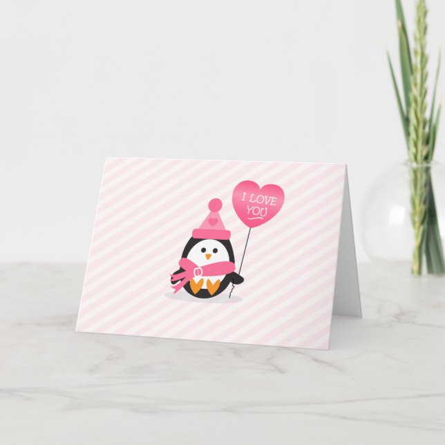 Valentine Penguin Feiertagskarte (Vorderseite)