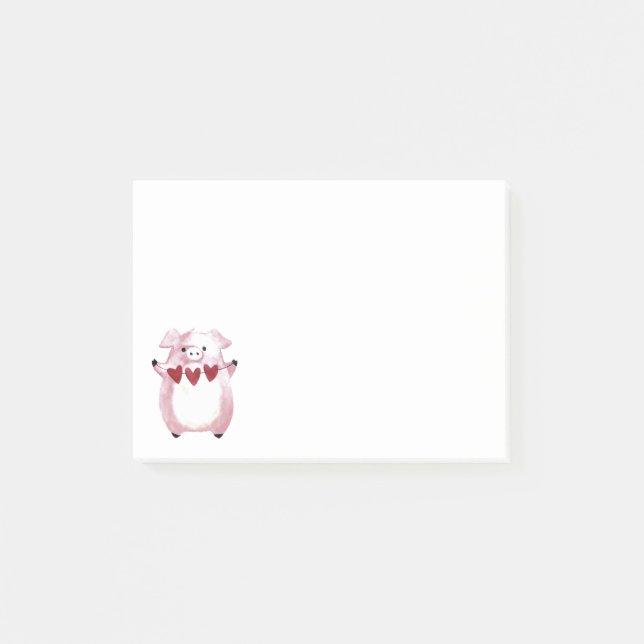 Valentine Pig Post-it Klebezettel (Vorderseite)