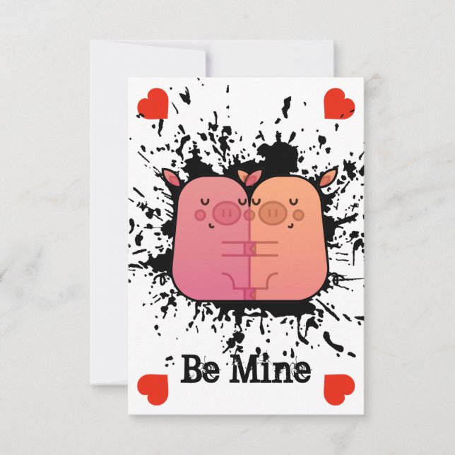 Valentine Piggies Valentine Card Dankeskarte (Vorderseite)