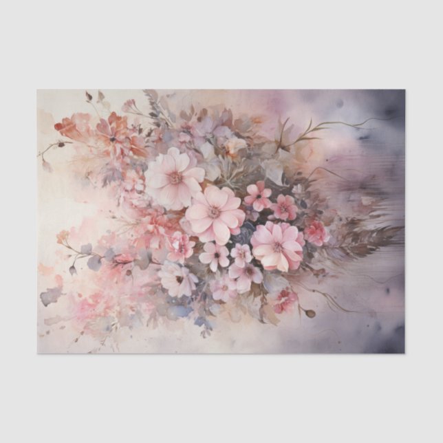Valentine Pink Blume Bouquet Seidenpapier (Vorderseite)