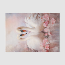 Valentine Pink Blume Zwei weiße Schwäne Seidenpapier