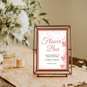 Valentine Pink Heart Brautparty Blume Bar Poster