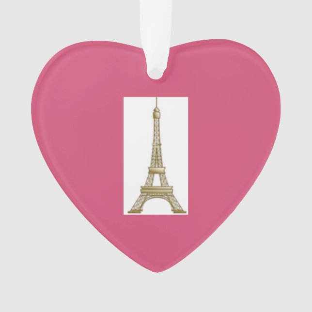 Valentine Pink Heart Eiffel Tower Ornament (Vorderseite)