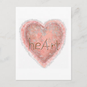 Valentine Pink Heart Feiertagspostkarte
