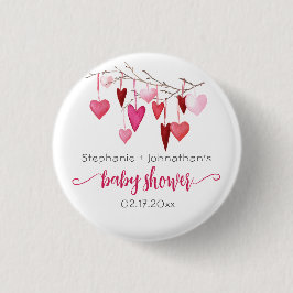 Valentine Pink Hearts Baby Dusche Button