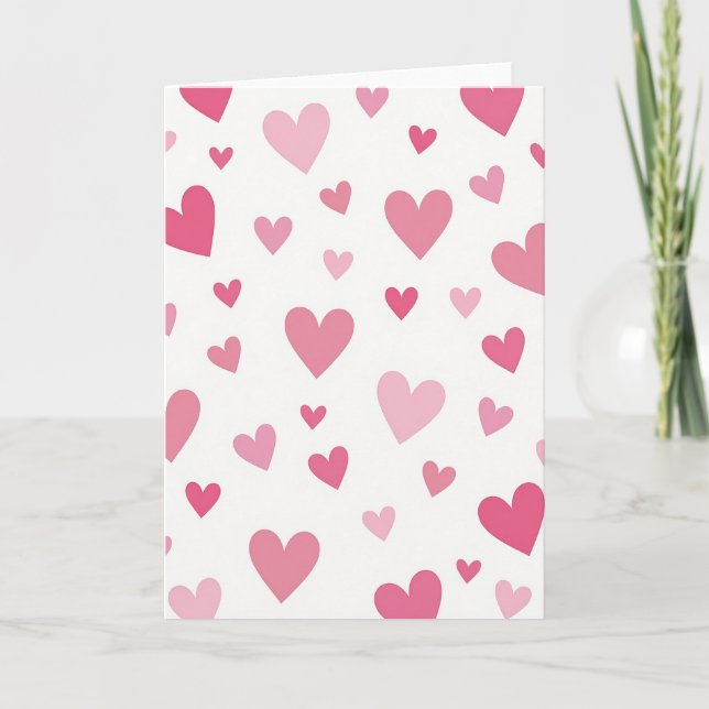 Valentine Pink Hearts Card Karte (Vorderseite)