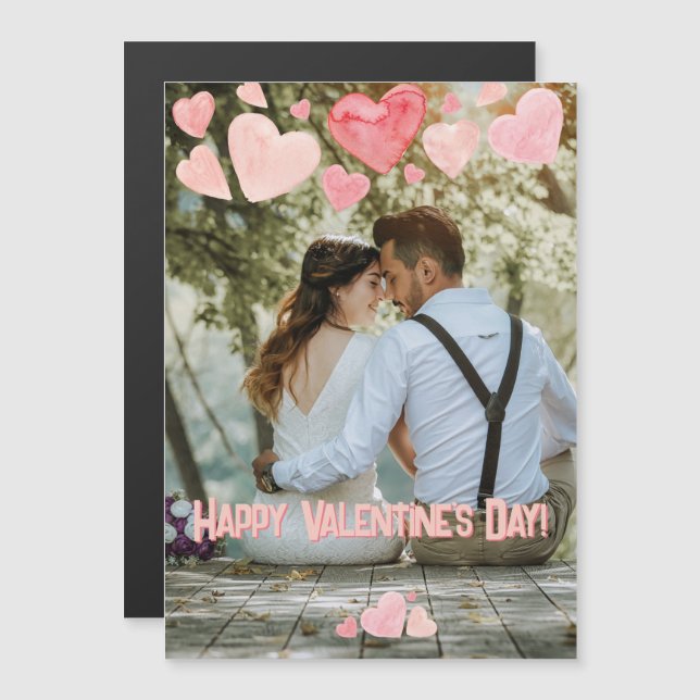 Valentine Pink Hearts Ihr eigenes Foto Magnet hinz (Vorne/Hinten)