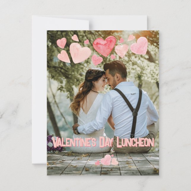 Valentine Pink Hearts Overlay Add your own Foto Einladung (Vorderseite)