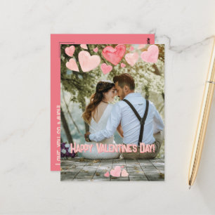 Valentine Pink Hearts Overlay Add your own Foto Postkarte