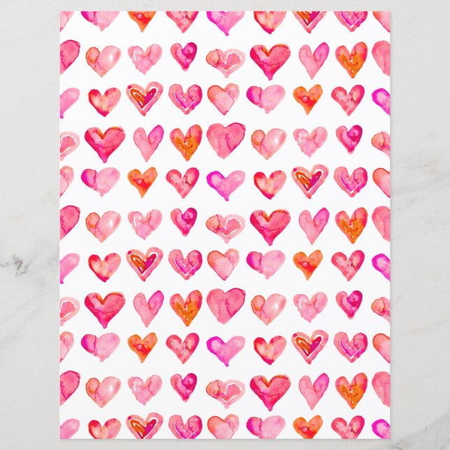 Valentine Pink Hearts Paper Sheet (Vorderseite)