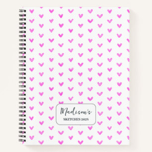 Valentine Pink Hearts Personalisiert Notizbuch